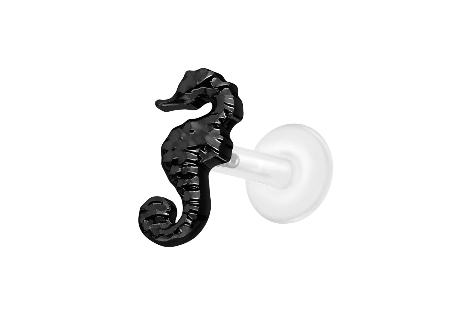 PTFE Labret Piercing mit Innengewinde + Titan-Aufsatz SEEPFERDCHEN